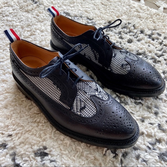 Thom Browne Other - Thom Browne Leather Brogues with Houndstooth Inlay